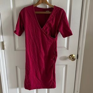 Old Navy Maternity Fitted Wine Red Faux Wrap Dress Size Small